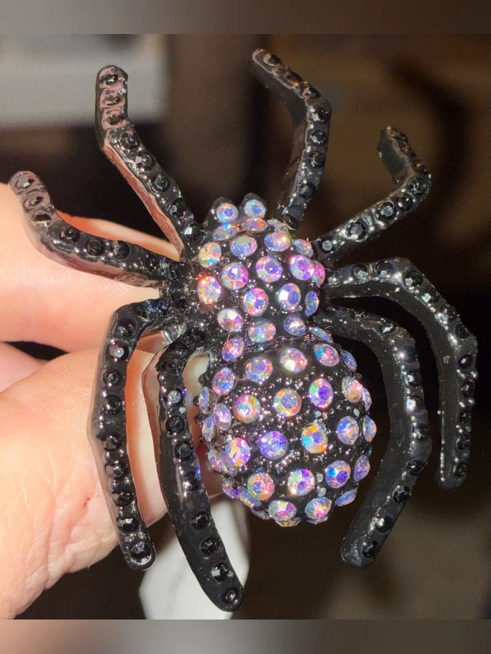 BETSEY JOHNSON 2026 Halloween Crystal-Studded Gothic Spider Stretch Ring NEW NWT